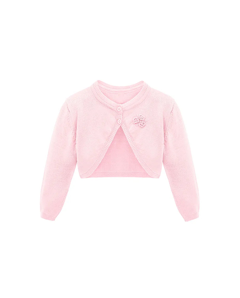 Baby Flower Detailed Buttoned Bolero Cardigan