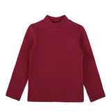 Girls' Basic Mock Turtleneck Long Sleeve Cotton Solid T-Shirt