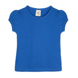 Girls' Basic Short Puff Sleeve Round Neck Cotton T-Shirt