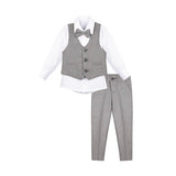 Boys Formal Suit 4 Piece Vest, Pants and Tie Dresswear Suit Set
