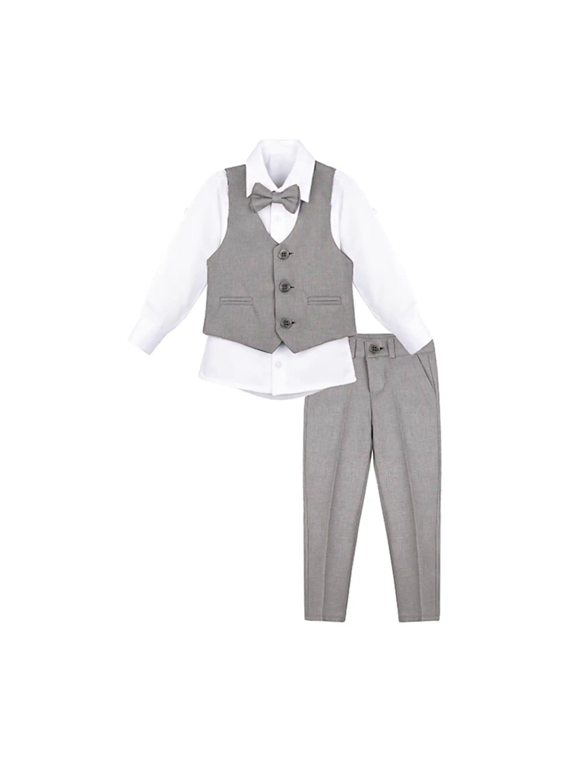 Boys Formal Suit 4 Piece Vest, Pants and Tie Dresswear Suit Set