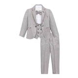 Little & Youth Boys Suit Set - Formal Jacket, Vest, Pants, Shirt, and Matching Bowtie - 5 Piece Ensemble