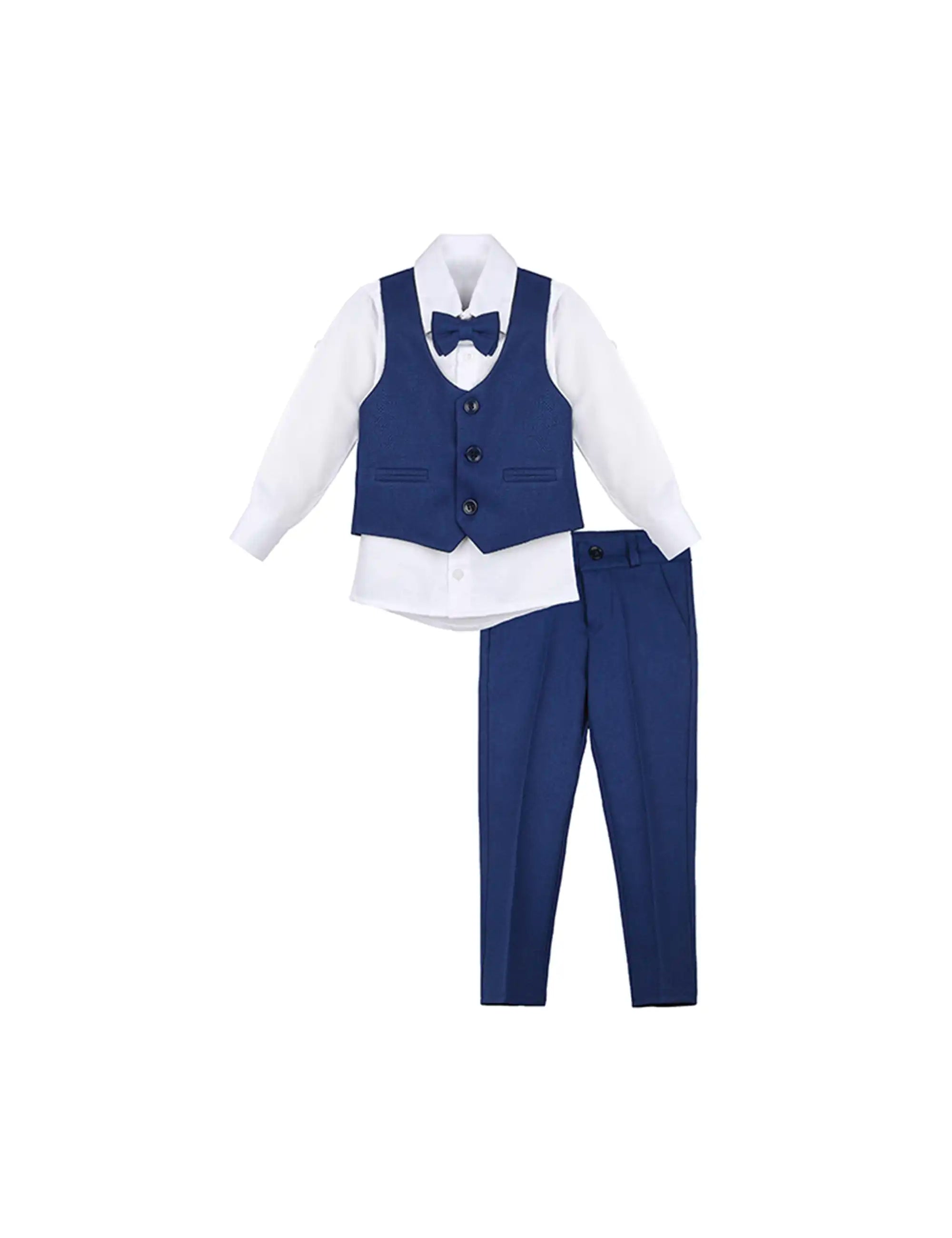 Boys Formal Suit 4 Piece Vest, Pants and Tie Dresswear Suit Set