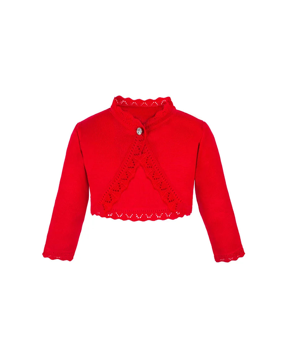 Little Girls' Knit Long Sleeve Button Closure Bolero Cardigan Shrug