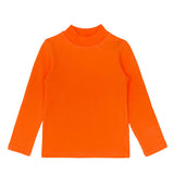 Girls' Basic Mock Turtleneck Long Sleeve Cotton Solid T-Shirt