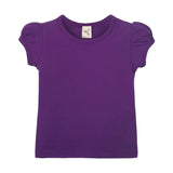 Girls' Basic Short Puff Sleeve Round Neck Cotton T-Shirt
