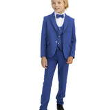 Boys 5-Piece Slim Fit Textured Formal Suit Set
