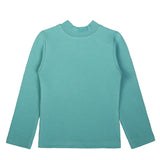 Girls' Basic Mock Turtleneck Long Sleeve Cotton Solid T-Shirt