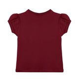 Girls' Basic Short Puff Sleeve Round Neck Cotton T-Shirt