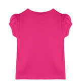 Girls' Basic Short Puff Sleeve Round Neck Cotton T-Shirt