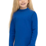 Girls' Basic Mock Turtleneck Long Sleeve Cotton Solid T-Shirt