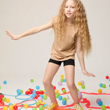 Girls' Basic Short Puff Sleeve Round Neck Cotton T-Shirt