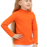 Girls' Basic Mock Turtleneck Long Sleeve Cotton Solid T-Shirt