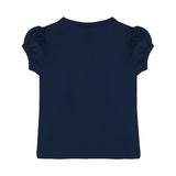 Girls' Basic Short Puff Sleeve Round Neck Cotton T-Shirt