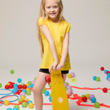 Girls' Basic Short Puff Sleeve Round Neck Cotton T-Shirt