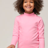 Girls' Basic Mock Turtleneck Long Sleeve Cotton Solid T-Shirt