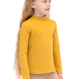 Girls' Basic Mock Turtleneck Long Sleeve Cotton Solid T-Shirt