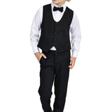 Boys Formal Suit 4 Piece Vest, Pants and Tie Dresswear Suit Set