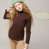 Girls' Basic Long Sleeve Turtleneck Cotton T-Shirt