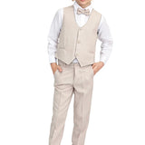 Boys Formal Suit 4 Piece Vest, Pants and Tie Dresswear Suit Set