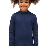 Girls' Basic Mock Turtleneck Long Sleeve Cotton Solid T-Shirt