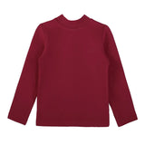 Girls' Basic Mock Turtleneck Long Sleeve Cotton Solid T-Shirt
