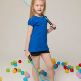 Girls' Basic Short Puff Sleeve Round Neck Cotton T-Shirt