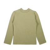 Girls' Basic Mock Turtleneck Long Sleeve Cotton Solid T-Shirt