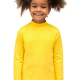 Girls' Basic Mock Turtleneck Long Sleeve Cotton Solid T-Shirt