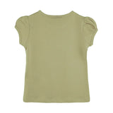 Girls' Basic Short Puff Sleeve Round Neck Cotton T-Shirt