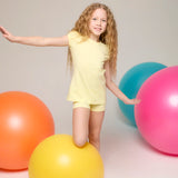 Girls' Basic Short Puff Sleeve Round Neck Cotton T-Shirt