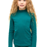 Girls' Basic Mock Turtleneck Long Sleeve Cotton Solid T-Shirt