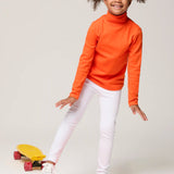 Girls' Basic Long Sleeve Turtleneck Cotton T-Shirt