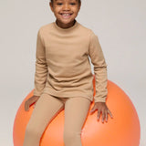 Girls' Basic Mock Turtleneck Long Sleeve Cotton Solid T-Shirt