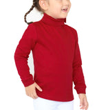 Girls' Basic Long Sleeve Turtleneck Cotton T-Shirt