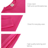 Lilax Girls' Basic Long Sleeve Round Neck Cotton T-Shirt