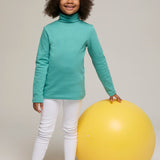 Girls' Basic Long Sleeve Turtleneck Cotton T-Shirt