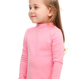 Girls' Basic Mock Turtleneck Long Sleeve Cotton Solid T-Shirt