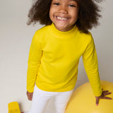 Girls' Basic Mock Turtleneck Long Sleeve Cotton Solid T-Shirt