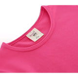 Girls' Basic Short Puff Sleeve Round Neck Cotton T-Shirt