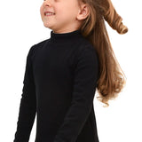 Girls' Basic Mock Turtleneck Long Sleeve Cotton Solid T-Shirt