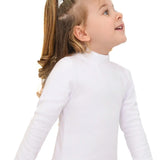 Girls' Basic Mock Turtleneck Long Sleeve Cotton Solid T-Shirt