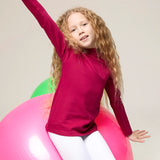 Girls' Basic Mock Turtleneck Long Sleeve Cotton Solid T-Shirt
