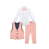Boys Formal Suit 4 Piece Vest, Pants and Tie Dresswear Suit Set