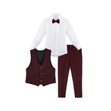 Boys Formal Suit 4 Piece Vest, Pants and Tie Dresswear Suit Set