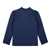 Girls' Basic Mock Turtleneck Long Sleeve Cotton Solid T-Shirt
