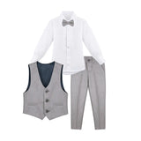 Boys Formal Suit 4 Piece Vest, Pants and Tie Dresswear Suit Set