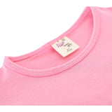 Girls' Basic Short Puff Sleeve Round Neck Cotton T-Shirt