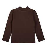 Girls' Basic Mock Turtleneck Long Sleeve Cotton Solid T-Shirt