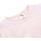 Girls' Basic Short Puff Sleeve Round Neck Cotton T-Shirt
